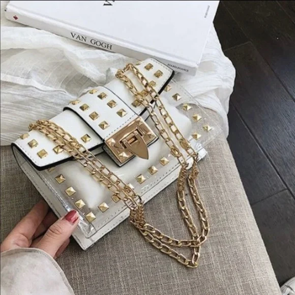 Gold studded delineate fun bag. - Picture 2 of 6